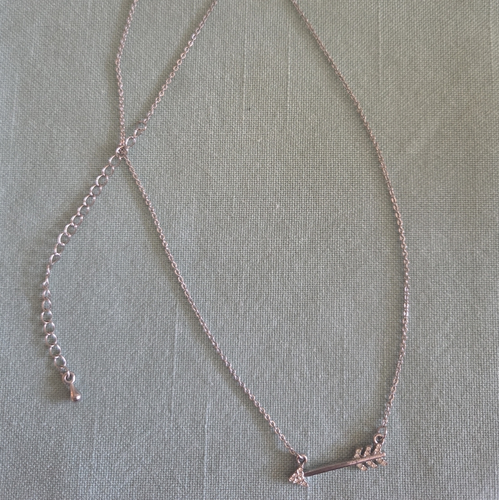 Minimalist Silver Arrow Necklace with Mini Rhinestones